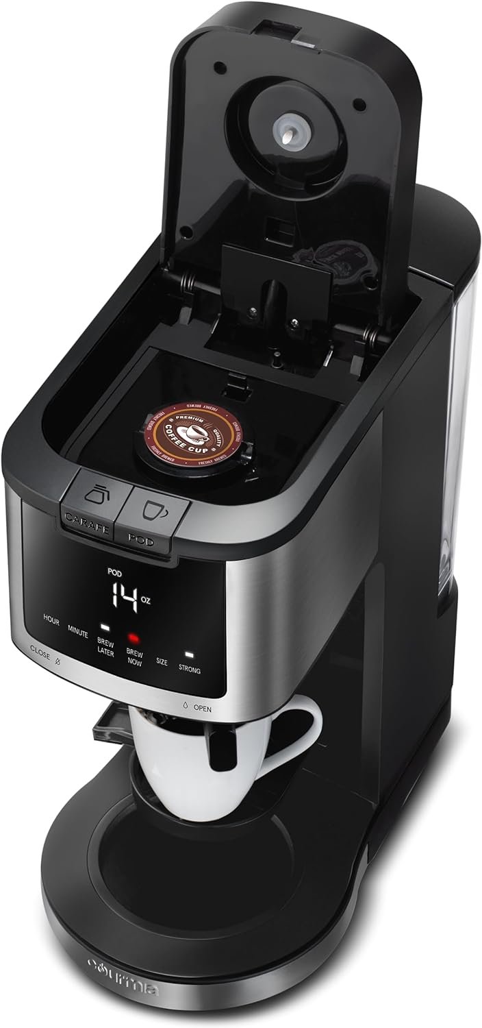 Gourmia Digital Coffee Machine 12Cup FullyAutomatic Large coffee maker integrated CoffeeGrinder,Pot,stainless steel mesh coffee filter 4Hr KeepWarm and Freshness Indicator GCM3180,Black and Silver