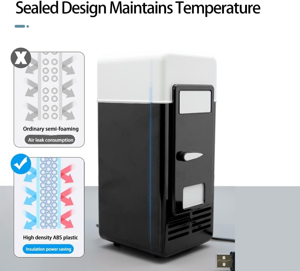 GOWENIC Mini Fridge for Bedroom, Portable Low Noise USB Fridge Cooler Single Can Car Refrigerator for Skincare, Beverage, Food, Cosmetics, Home, Dorm, Office and Car (Black)