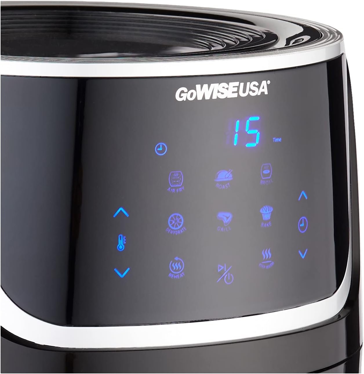 GoWISE USA GW22956 7-Quart Electric Air Fryer with Dehydrator  3 Stackable Racks, Led Digital Touchscreen with 8 Functions + Recipes, 7.0-Qt, Black/Silver