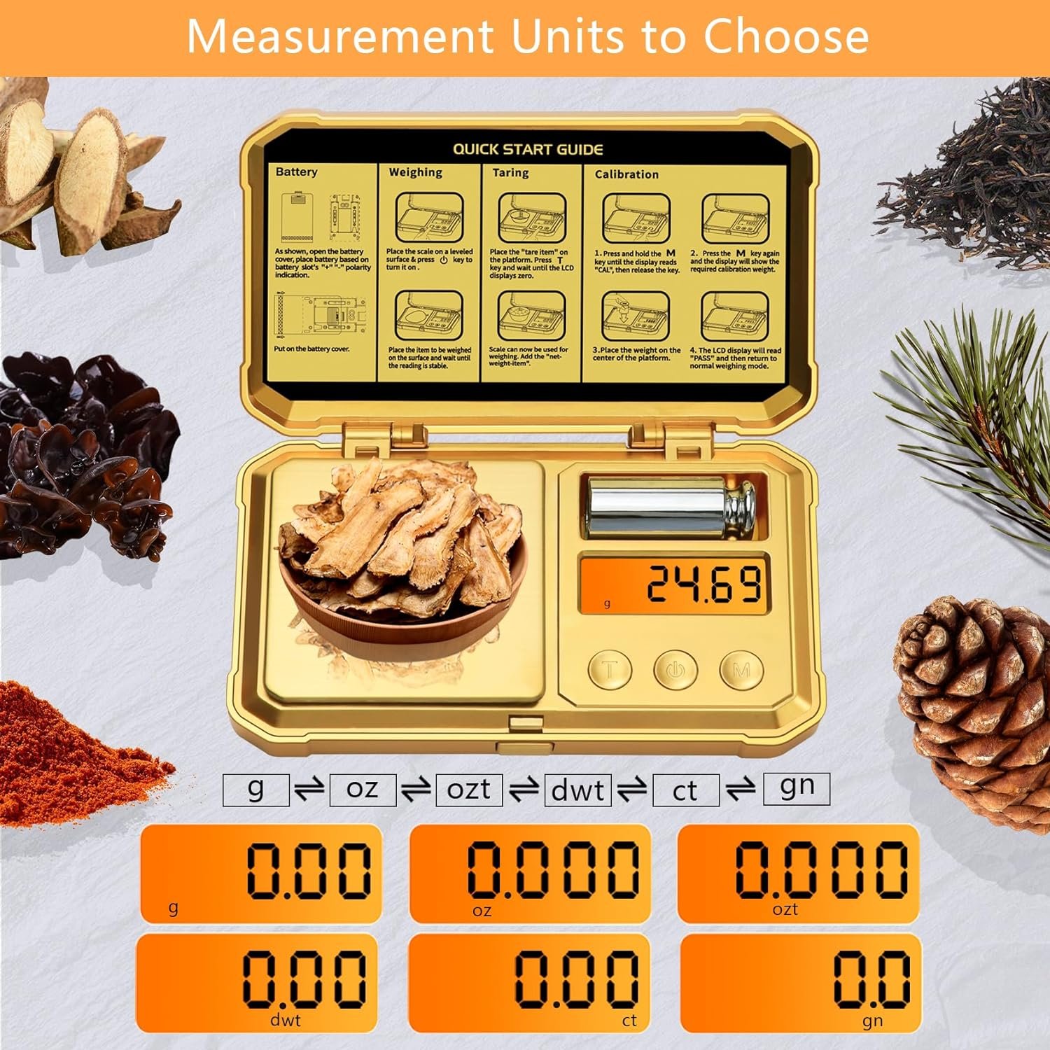 GRAM PRES Digital Pocket Gram Scale 300g x 0.01g Accuracy， Small Mini High Precision Gold Scale Digital Weight Grams and Oz for Jewelry,Diamond，Arrows, Powders and Medicine,with 50g Cal Weights