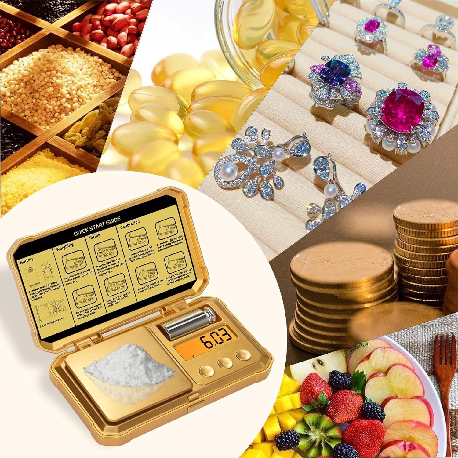 GRAM PRES Digital Pocket Gram Scale 300g x 0.01g Accuracy， Small Mini High Precision Gold Scale Digital Weight Grams and Oz for Jewelry,Diamond，Arrows, Powders and Medicine,with 50g Cal Weights
