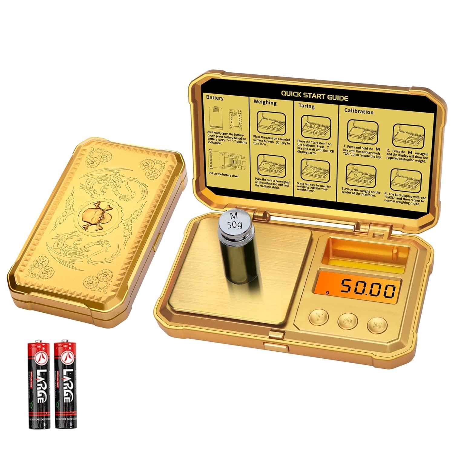 GRAM PRES Digital Pocket Gram Scale 300g x 0.01g Accuracy， Small Mini High Precision Gold Scale Digital Weight Grams and Oz for Jewelry,Diamond，Arrows, Powders and Medicine,with 50g Cal Weights