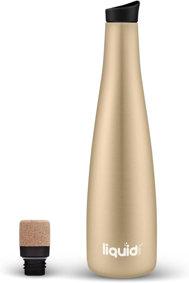 Grand Fusion Icy Bev 2-in-1 Kooler (Wine Carafe and Water Bottle), Vacuum Sealed and Stainless Steel Wine Cooler Bottle, Keeps Wine Chilled Like a Wine Tumbler, Gold, 750 ML (25.4 oz)