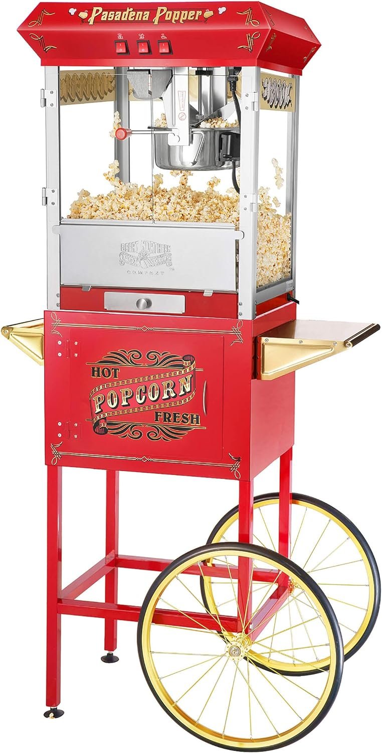 great-northern-popcorn-company-black-paducah-8-ounce-antique-popcorn-machine-and-cart - Cooking Appliance World