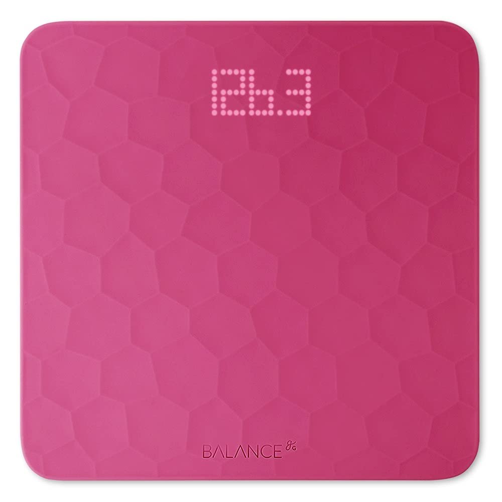Greater Goods Designer Bathroom Scale with Textured Silicone Cover, Designed in St. Louis, Dark Pink