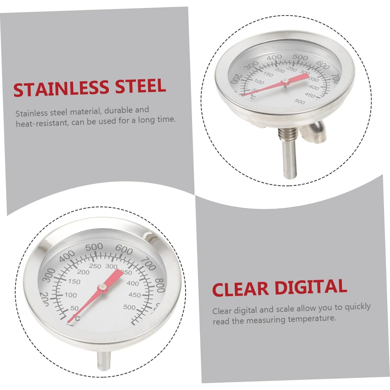 Grill Thermometer Pizza Oven Outdoor Meat Thermometer Digital Outdoor Tools Food BBQ Monitoring Roasting Thermometer Instant Read Digital Thermometer Cooking Thermometer Metal Jam