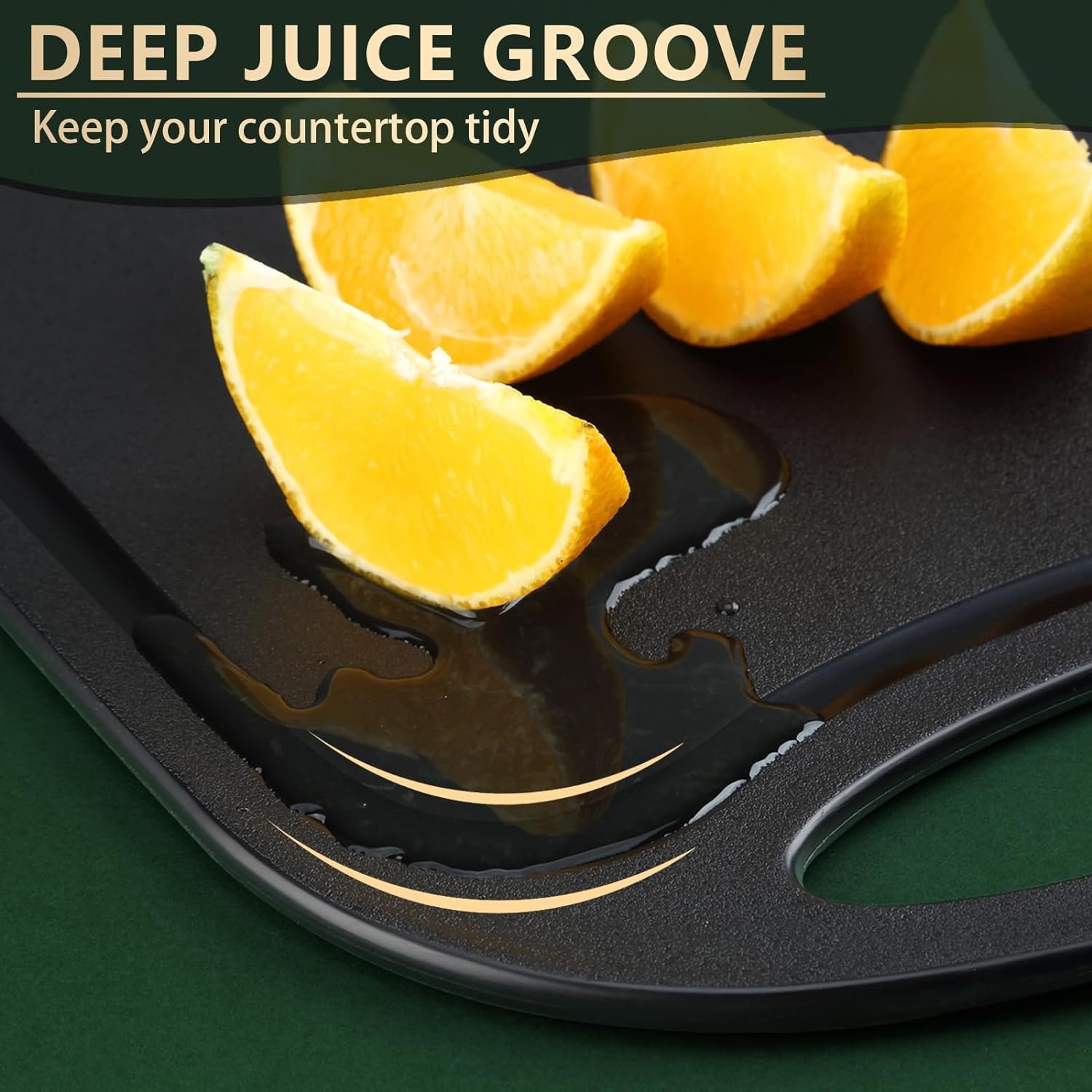 Gymdin BPA Free Black Durable Cutting Board Set of 3, Plastic Cutting Boards with Juice Grooves, Cutting Boards for Kitchen, Non-Slip Chopping Board Set, Easy Grip Handle, Dishwasher Safe