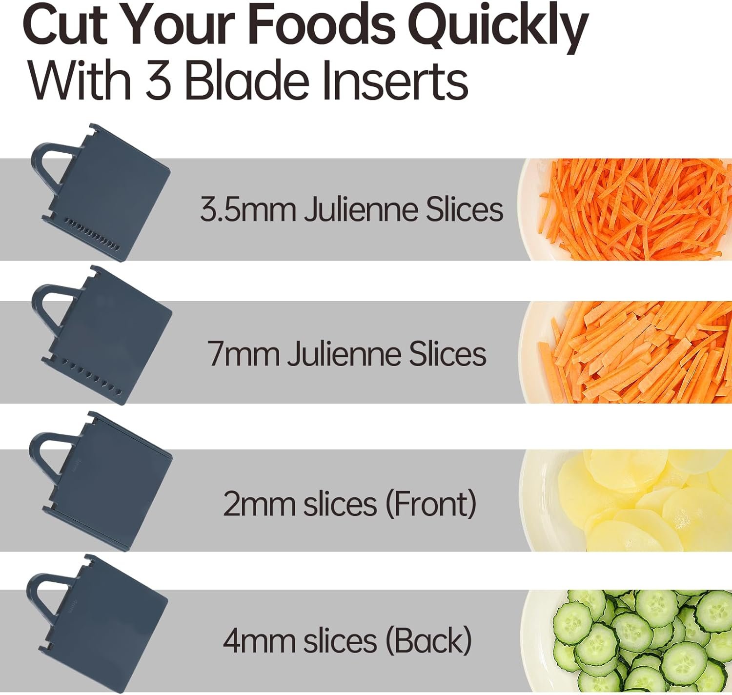 HAIXIN Safe Mandoline Slicer for Kitchen, Potatoes Slicer, 4 in 1 Vegetable Chopper Food Potato Cutter, French Fry Cutter, Mandolin Food Slicer for Kitchen Chef Meal Rapid Prep