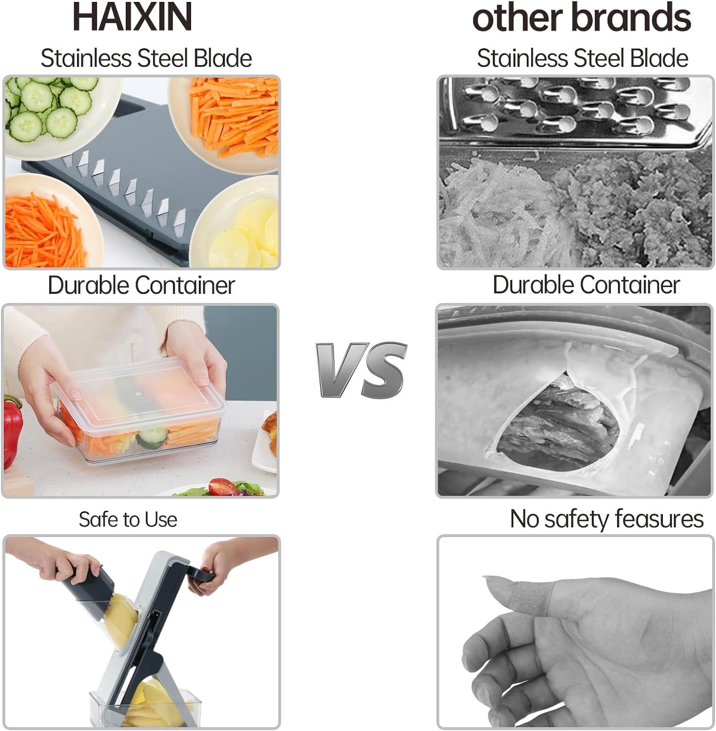 HAIXIN Safe Mandoline Slicer for Kitchen, Potatoes Slicer, 4 in 1 Vegetable Chopper Food Potato Cutter, French Fry Cutter, Mandolin Food Slicer for Kitchen Chef Meal Rapid Prep