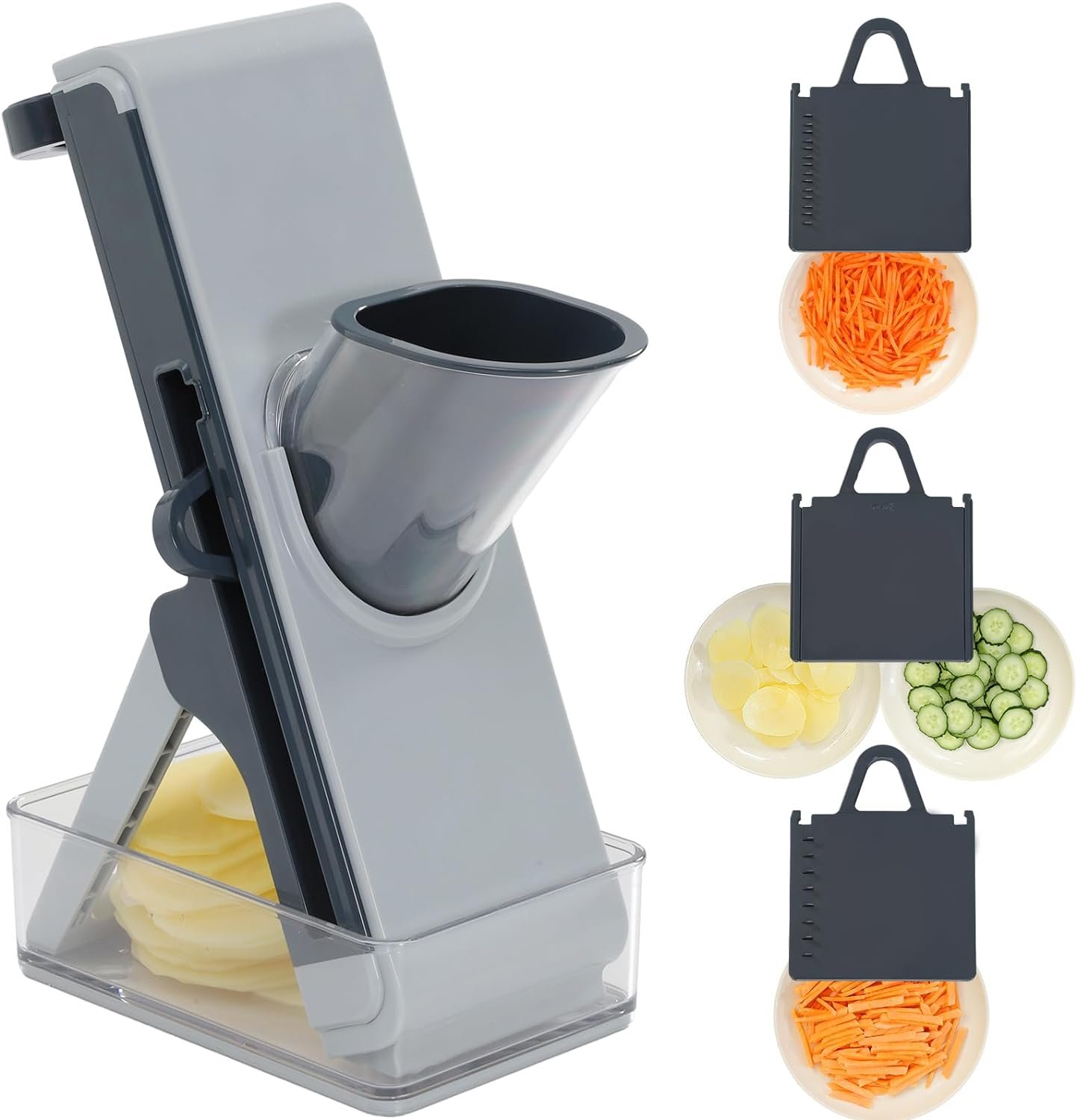 HAIXIN Safe Mandoline Slicer for Kitchen, Potatoes Slicer, 4 in 1 Vegetable Chopper Food Potato Cutter, French Fry Cutter, Mandolin Food Slicer for Kitchen Chef Meal Rapid Prep