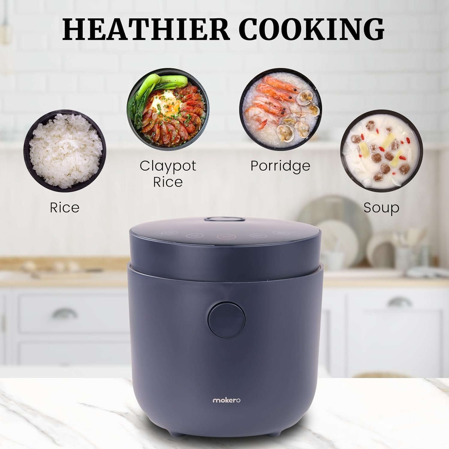 Hakka Low Carb Rice Cooker, 7 Functions Rice Pot 4 Cups Uncooked Rice with Stainless Steel Steamer MINI Desuger Smart Cooker Non-stick Inner 24H Delay Timer