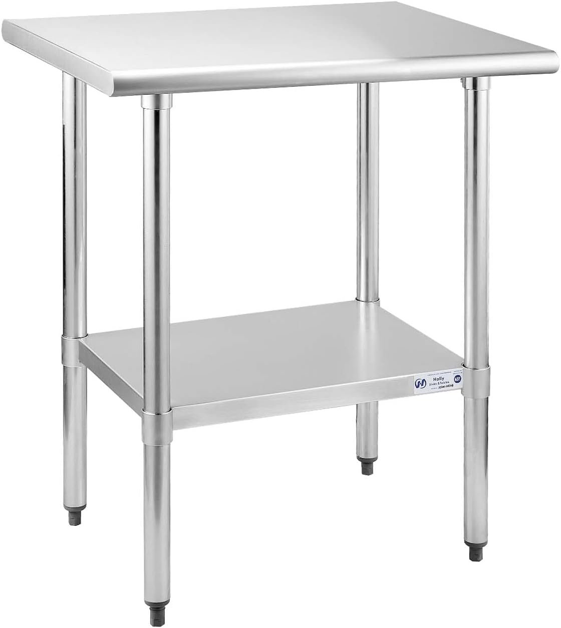 Hally Stainless Steel Table for Prep  Work 24 x 30 Inches, NSF Commercial Heavy Duty Table with Undershelf and Galvanized Legs for Restaurant, Home and Hotel