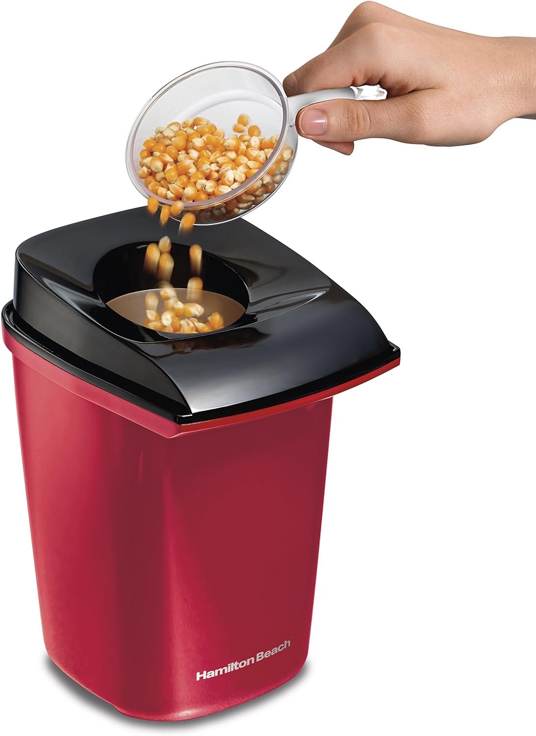 Hamilton Beach Electric Hot Air Popcorn Popper, Healthy Snack, Makes up to 18 Cups, Red (73400)