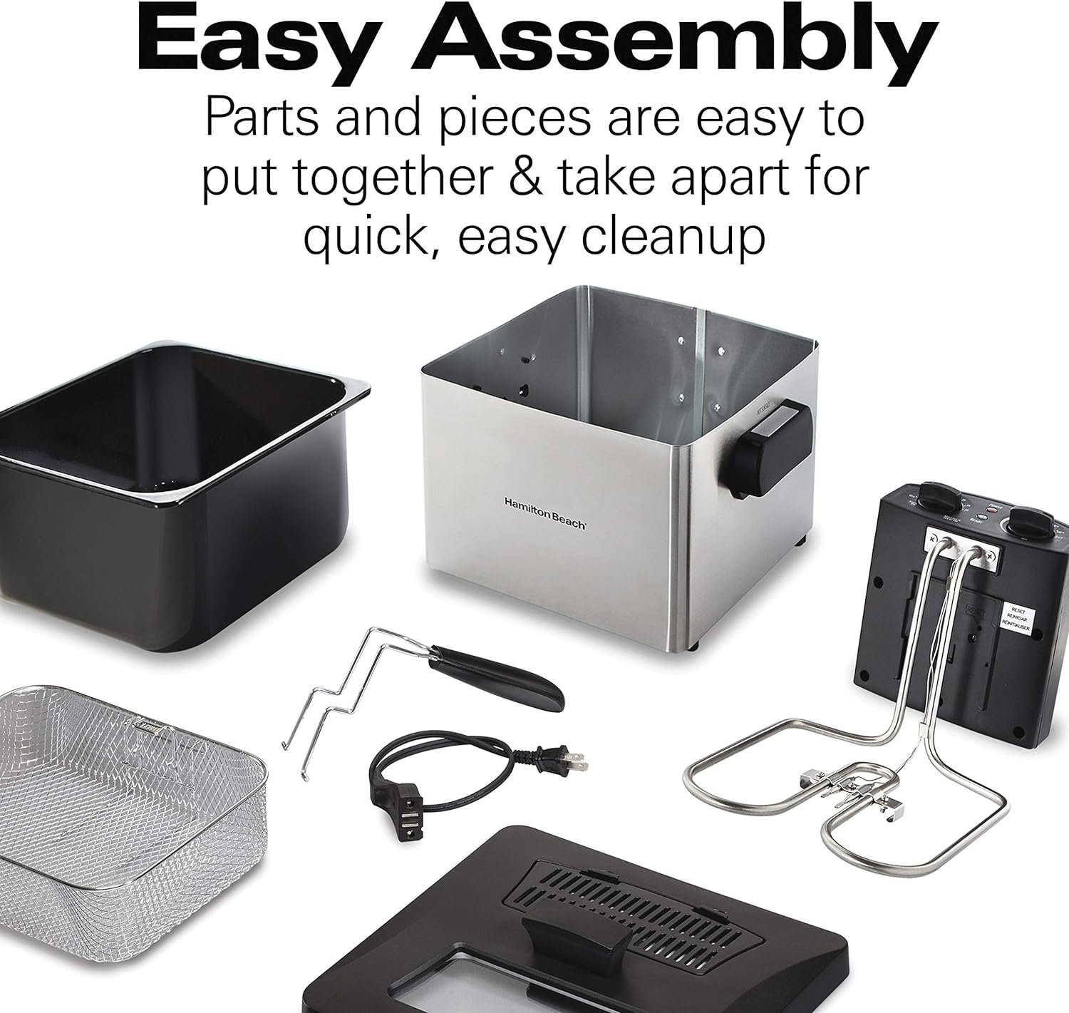 Hamilton Beach Professional Style Electric Deep Fryer, Lid with View Window, 1800 Watts, 19 Cups / 4.5 Liters Oil Capacity, One XL Frying Basket, Stainless Steel