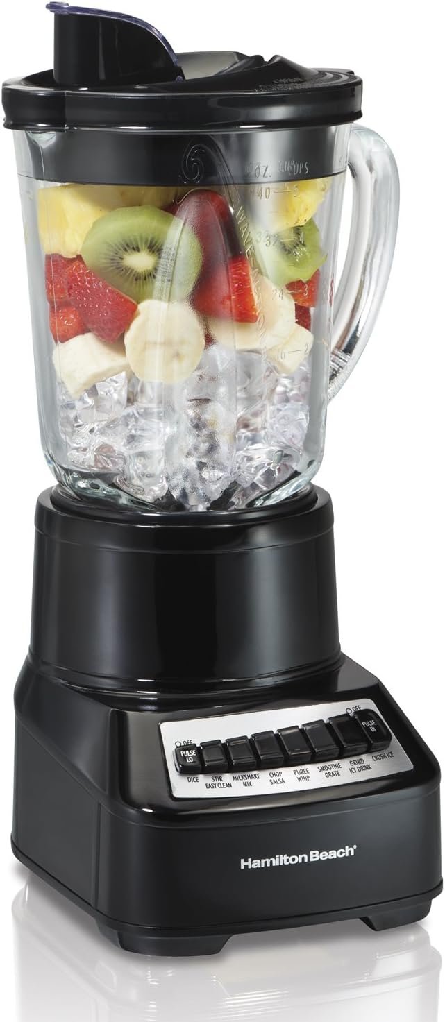 Hamilton Beach Wave Crusher Blender For Shakes and Smoothies With 40 Oz Glass Jar and 14 Functions, Ice Sabre Blades 700 Watts for Consistently Smooth Results, Black Stainless Steel (54220) Hamilton Beach Wave Crusher Blender For Shakes and Smoothies With 40 Oz Glass Jar and 14 Functions, Ice Sabre Blades 700 Watts for Consistently Smooth Results, Black Stainless Steel (54220)