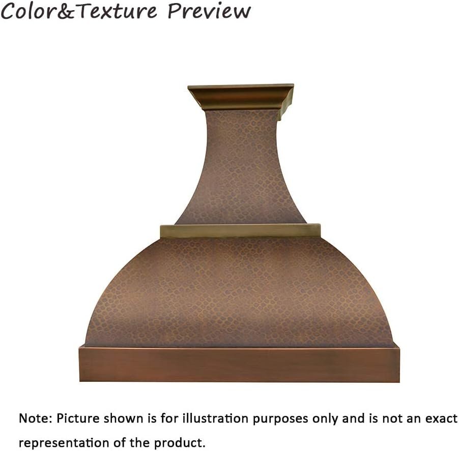 Handcrafted Custom Copper Range Hood with Commercial Grade Hood SUS304 Vent with Liner and Fan Motor, Baffle Filter, High CFM, H1SLOI3639, 36Wx39H, Island Mount Handcrafted Custom Copper Range Hood with Commercial Grade Hood SUS304 Vent with Liner and Fan Motor, Baffle Filter, High CFM, H1SLOI3639, 36Wx39H, Island Mount