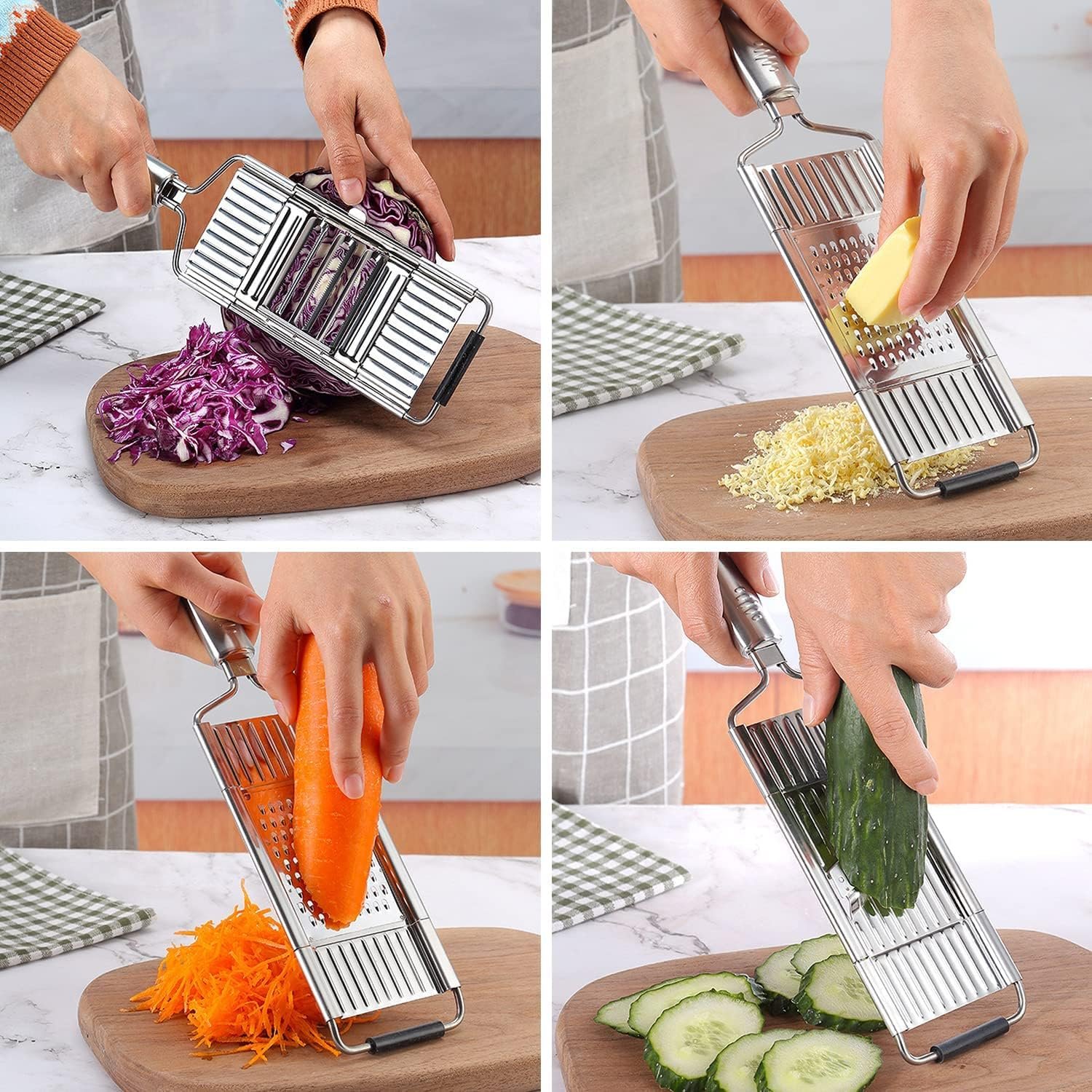 handheld-mandoline-food-sliceradjustable-vegetable-cabbage-slicing-set-with-4-interchangeable-blades-for-cheese-gratingf - Cooking Appliance World