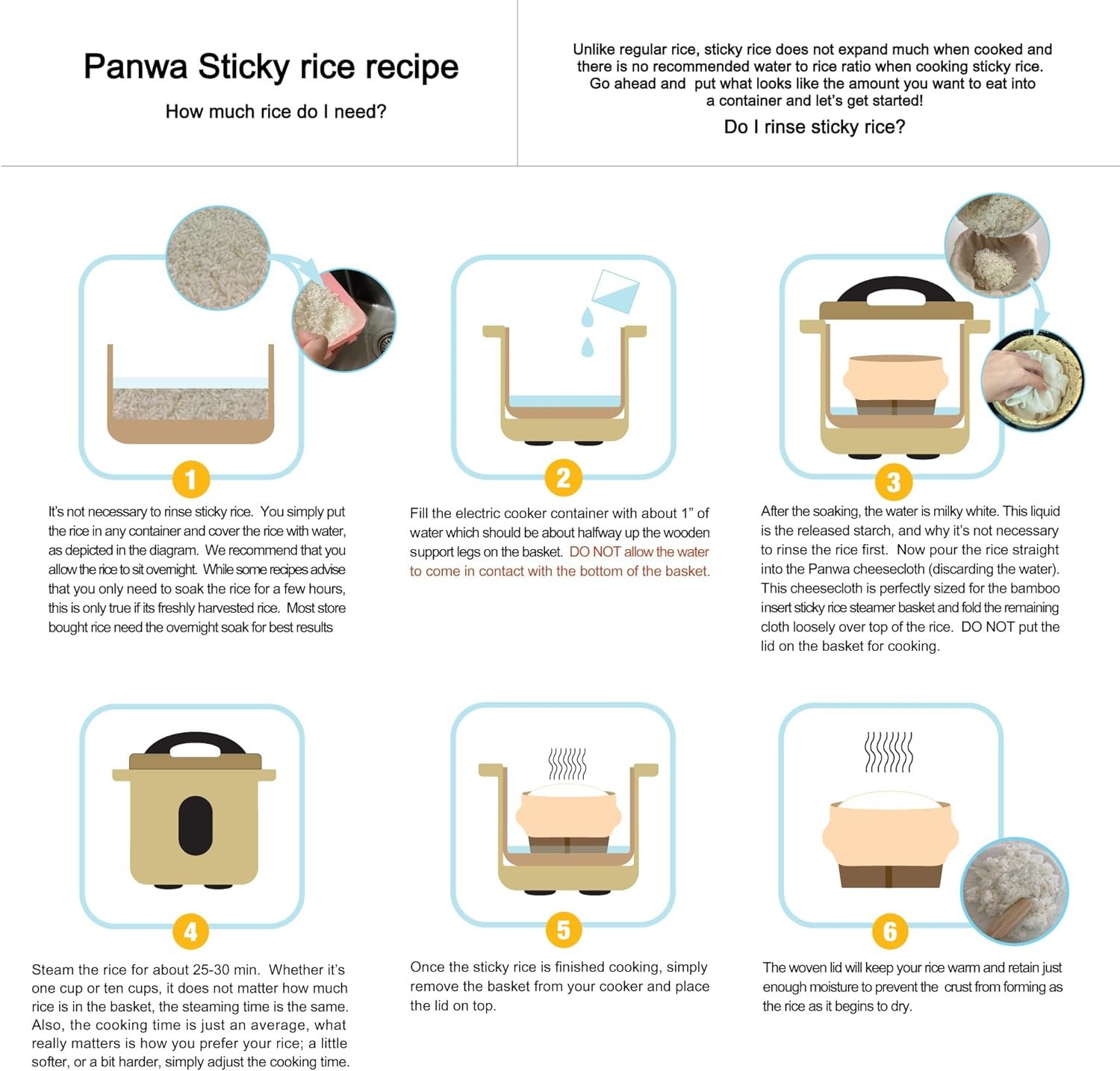 Handmade 100% Natural Thai Bamboo Sticky Rice “Electric Cooker Steamer Set”, Small Pot Insert ~ 6.5 Inch, Hewn Reed Wicker Woven Lid, 16’’ Cheesecloth Filter, and Wooden Spoon Handmade 100% Natural Thai Bamboo Sticky Rice “Electric Cooker Steamer Set”, Small Pot Insert ~ 6.5 Inch, Hewn Reed Wicker Woven Lid, 16’’ Cheesecloth Filter, and Wooden Spoon