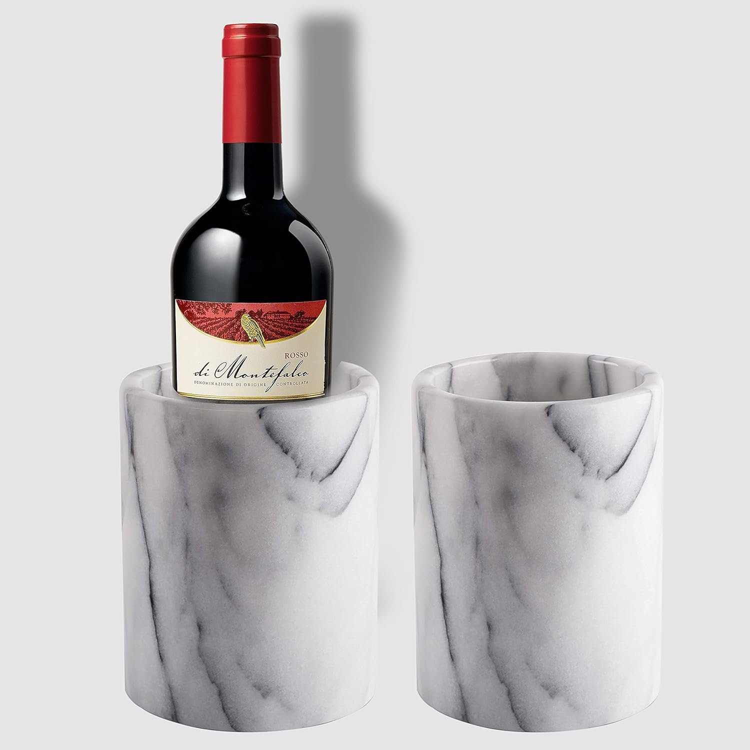 Handmade Luxury Fossil Grey Marble Wine Chiller  Champagne Wine Cooler Bucket and Utensils Holder, Best for Kitchen 5x5x7 2021 WC