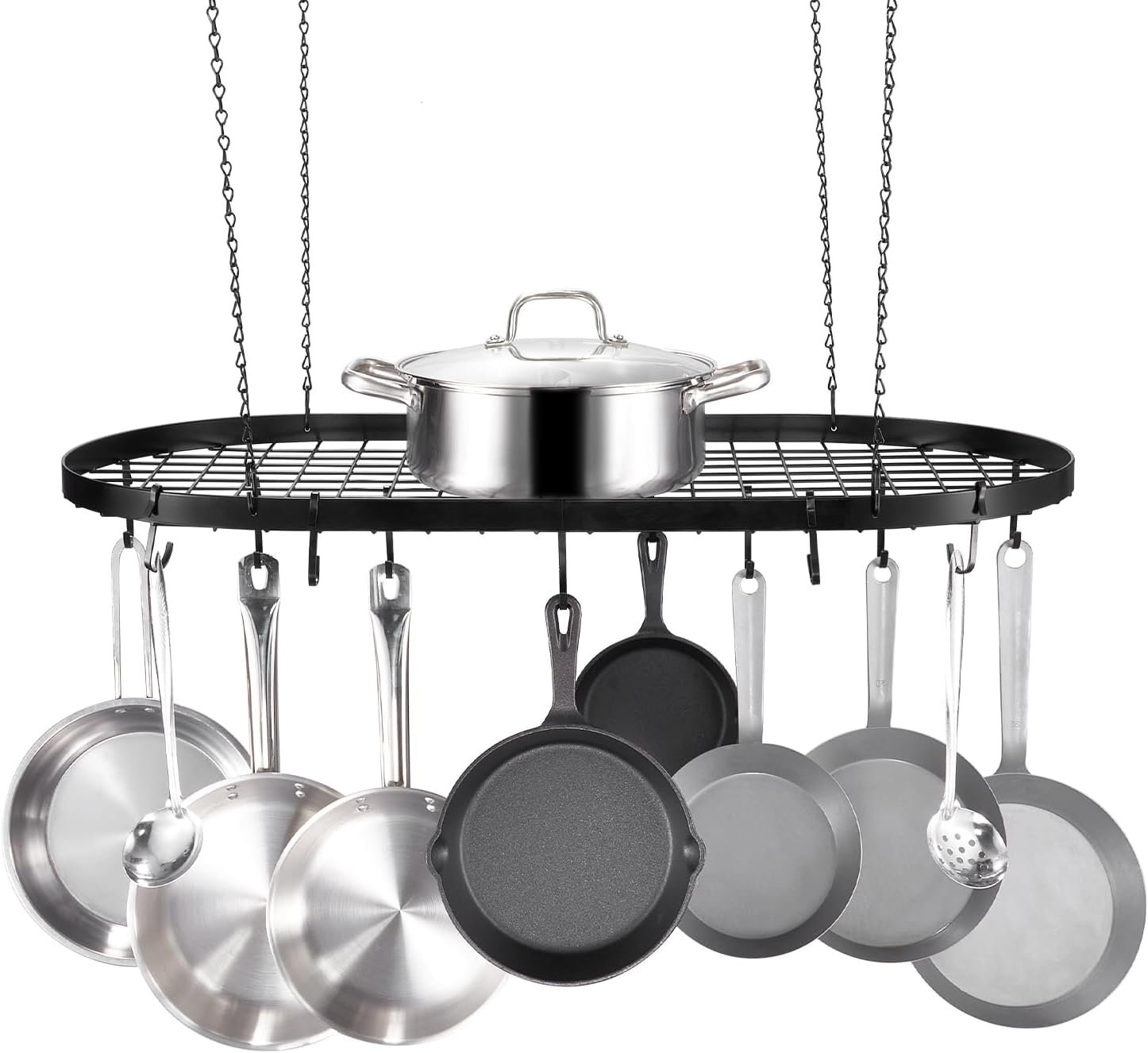 Hanging Pot Rack, 36 inch Hanging Pot Rack Ceiling Mount, Ceiling Pot Rack with 20 S Hooks, 80 lbs Loading Weight, Ideal for Home, Restaurant, Kitchen Cookware, Utensils