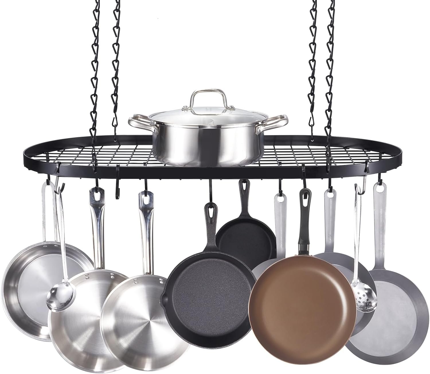 Hanging Pot Rack, 36 inch Hanging Pot Rack Ceiling Mount, Ceiling Pot Rack with 20 S Hooks, 80 lbs Loading Weight, Ideal for Home, Restaurant, Kitchen Cookware, Utensils