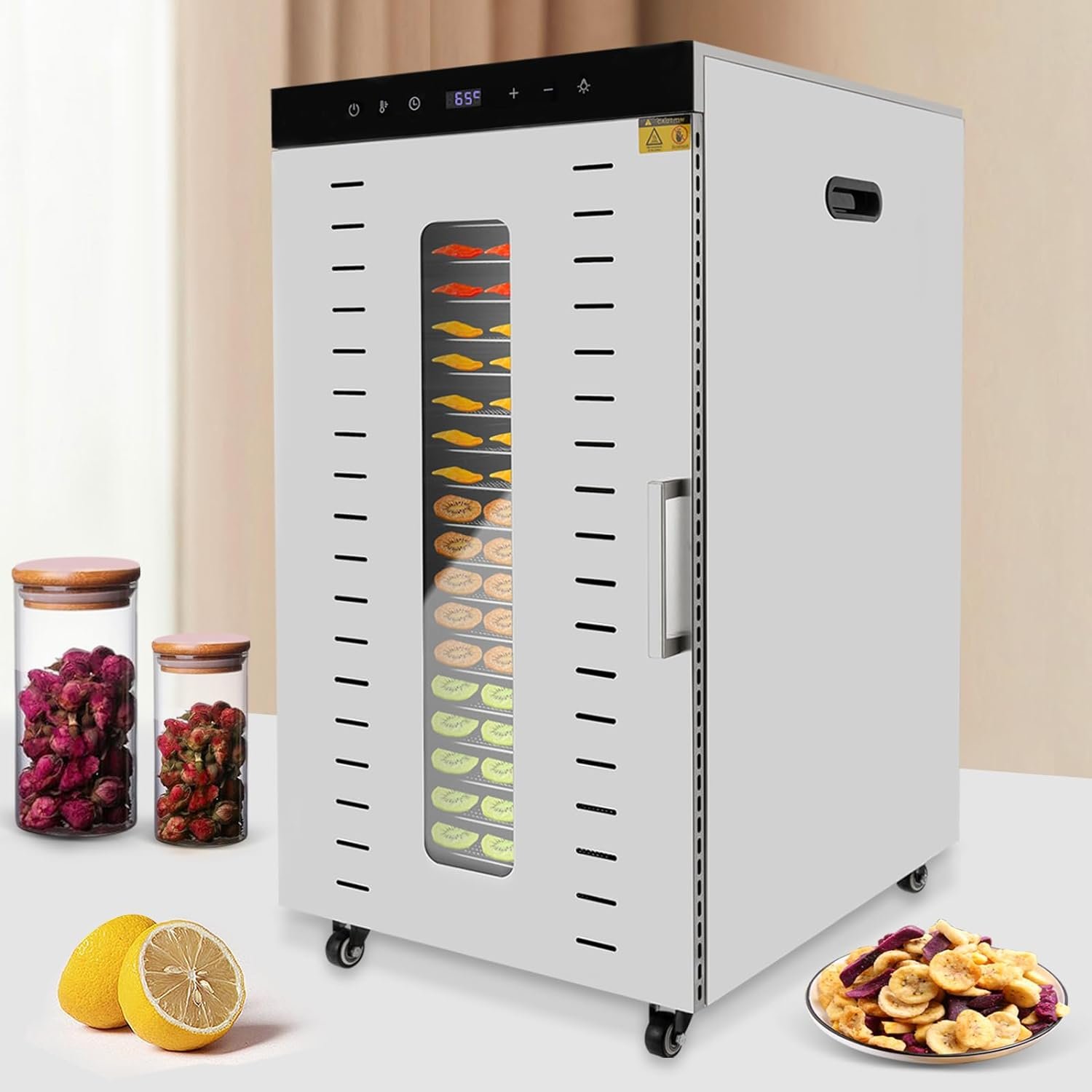 Harbin-Star Food Dehydrator, 1700W Food Dehydrator Machine for Food, Herbs, Jerky Gun, Meat, 20 Stainless Steel Trays, 24H Timer, 194°F Temperature Control, Large Drying Space with 32.72ft²