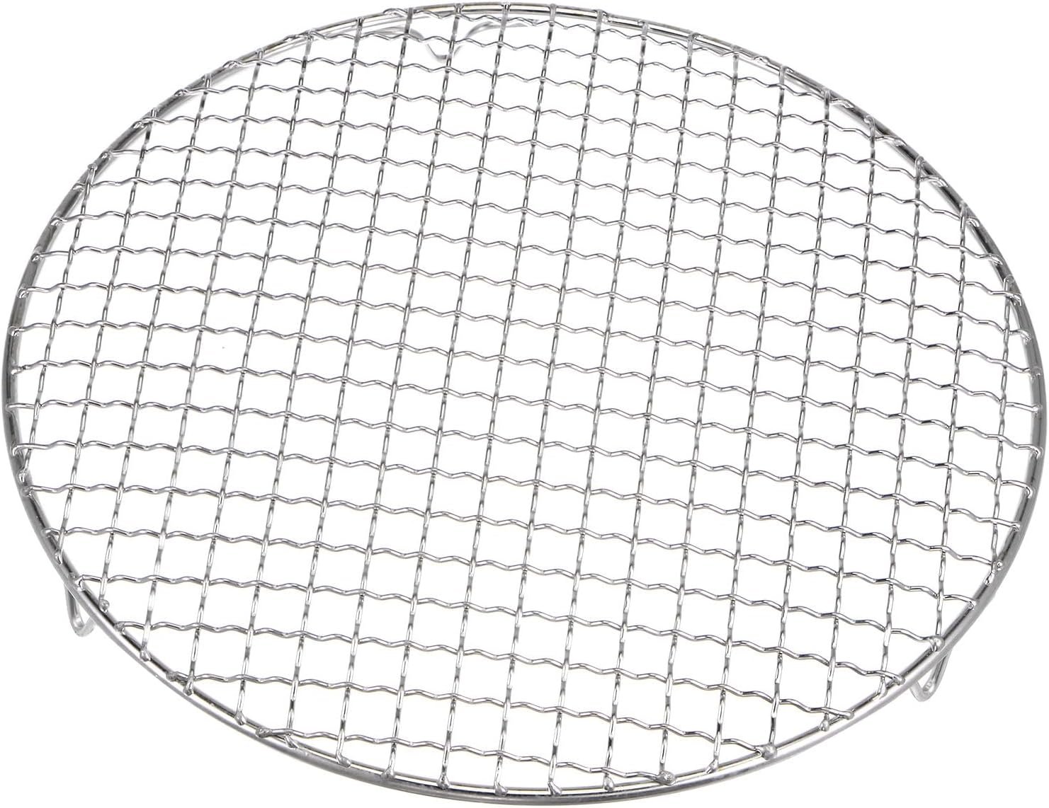 HARFINGTON Round Cooking Rack, 9-inch Stainless Steel Cross Wire Barbecue Grill Net Racks Steaming Cooling Barbecue Rack Cooking Grid Grill Rack with Legs for Cooking Baking Steaming BBQ