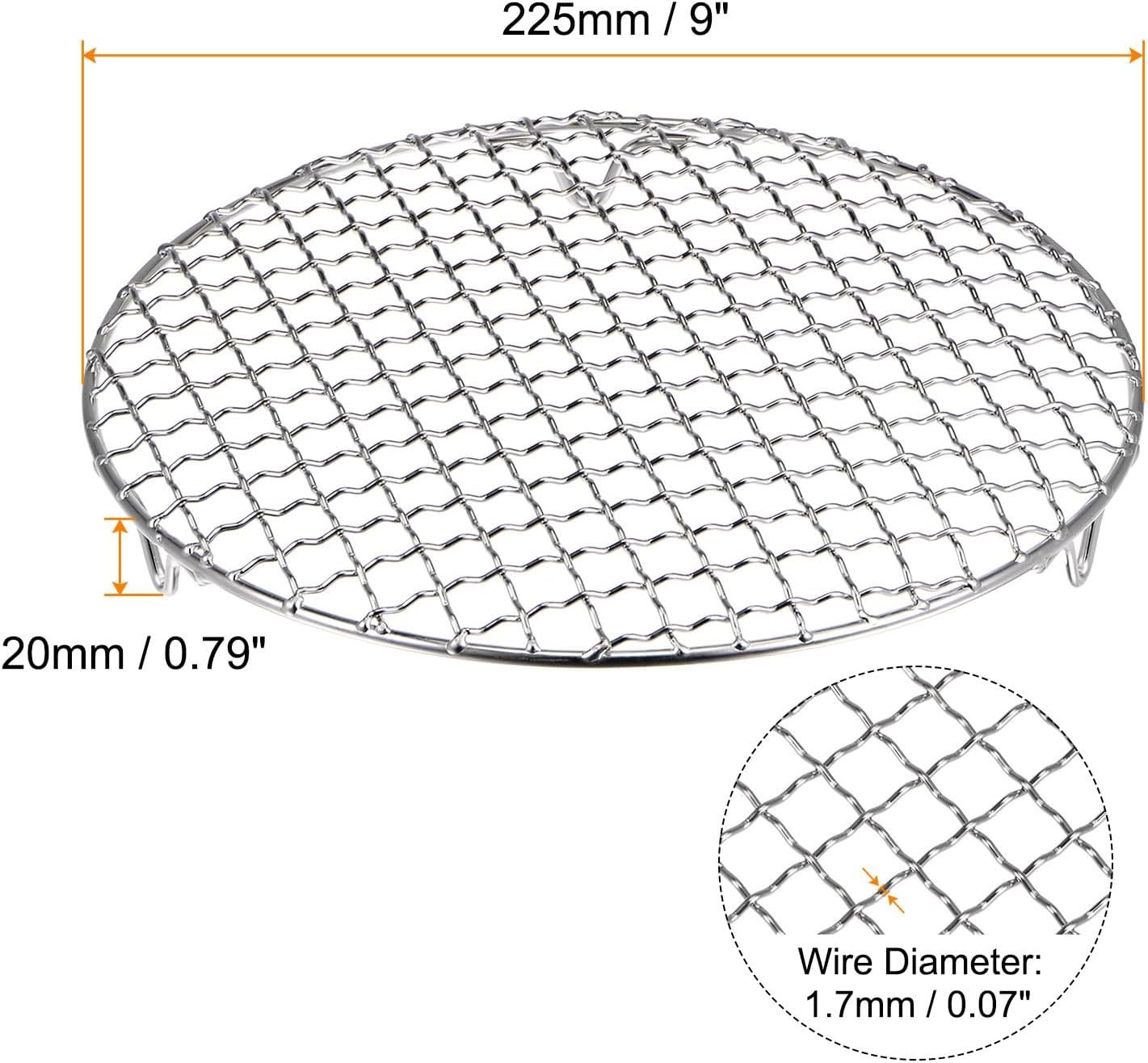 HARFINGTON Round Cooking Rack, 9-inch Stainless Steel Cross Wire Barbecue Grill Net Racks Steaming Cooling Barbecue Rack Cooking Grid Grill Rack with Legs for Cooking Baking Steaming BBQ