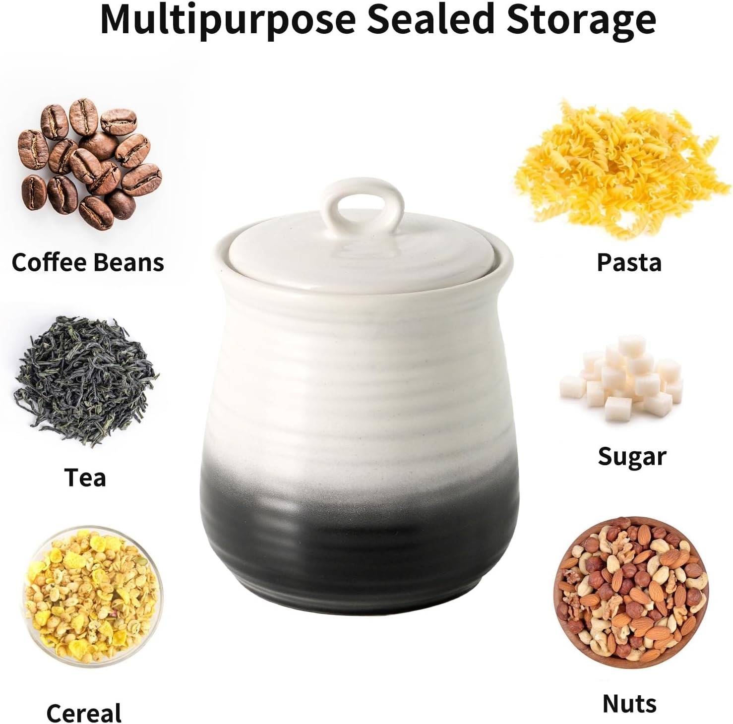 Hasense Ceramic Storage Container, Airtight Food Jar with Lid, 35 OZ Kitchen Canister for Countertop, Sugar and Flour Containers, Coffee and Tea Storage, Kitchen Decor, Gradient Green