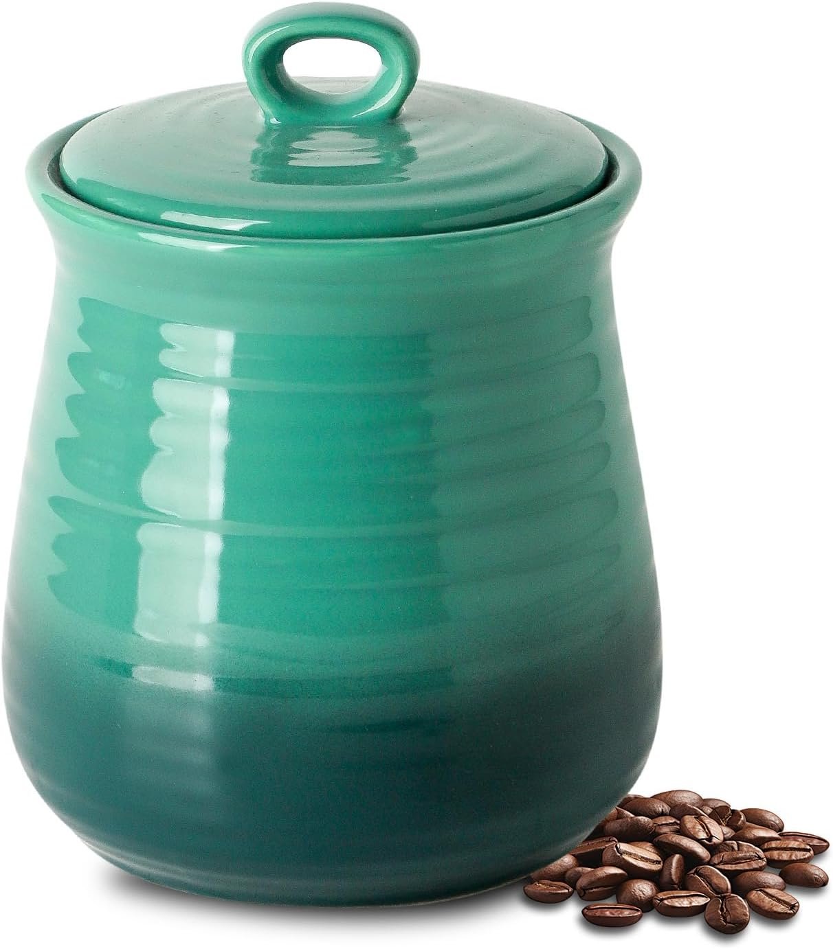 Hasense Ceramic Storage Container, Airtight Food Jar with Lid, 35 OZ Kitchen Canister for Countertop, Sugar and Flour Containers, Coffee and Tea Storage, Kitchen Decor, Gradient Green