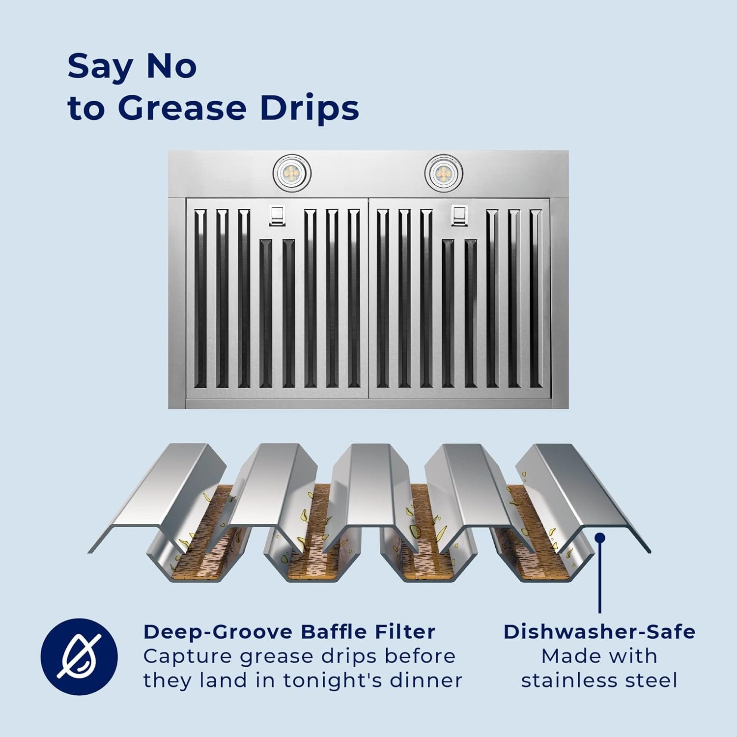 Hauslane | Chef Series WM-530 36” Wall Mount Range hood | Pro Model | Stainless Steel Wall Chimney | Strong Suction, Stainless Steel Baffle Filters, Changeable LED Lamps, 6” Duct or Ductless