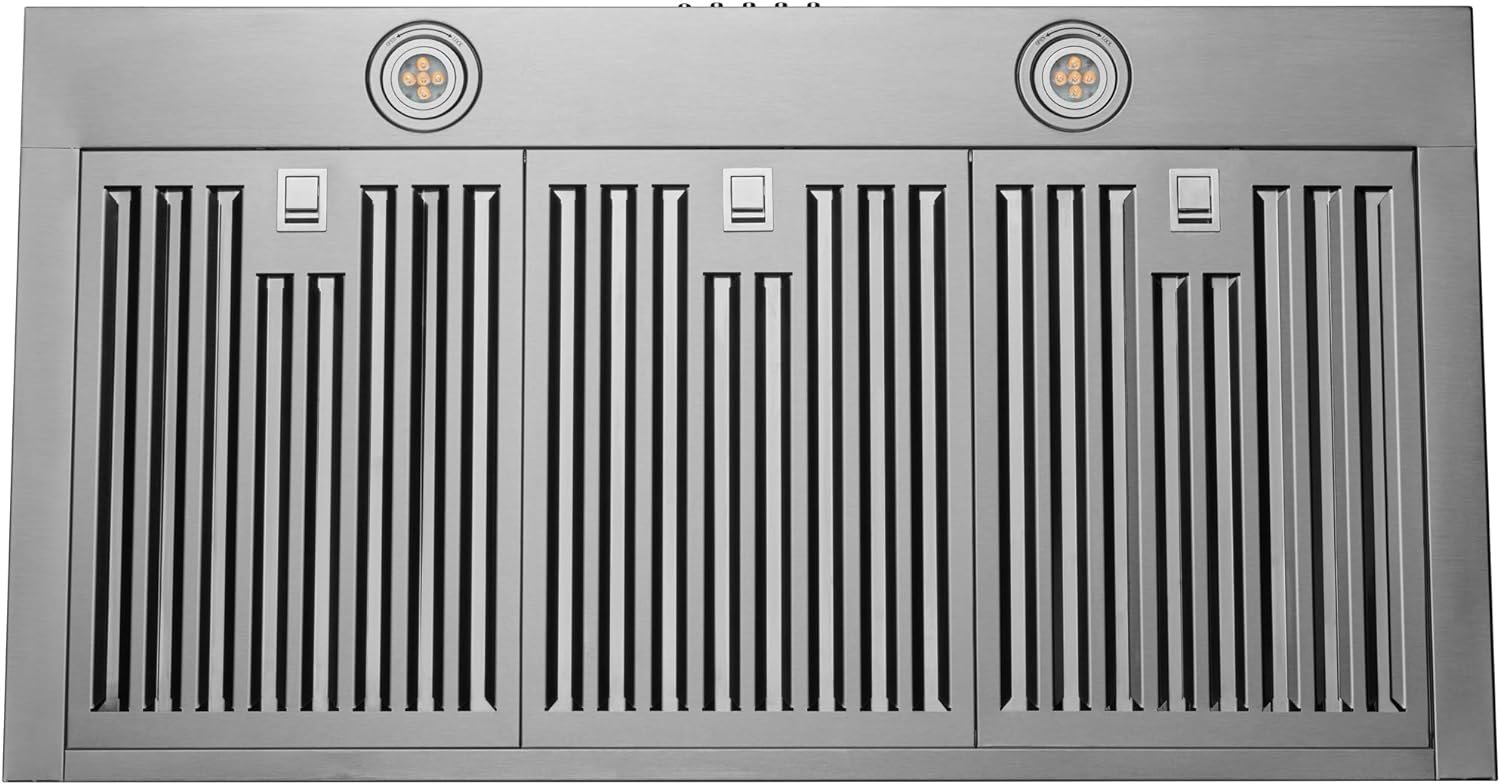 Hauslane | Chef Series WM-530 36” Wall Mount Range hood | Pro Model | Stainless Steel Wall Chimney | Strong Suction, Stainless Steel Baffle Filters, Changeable LED Lamps, 6” Duct or Ductless