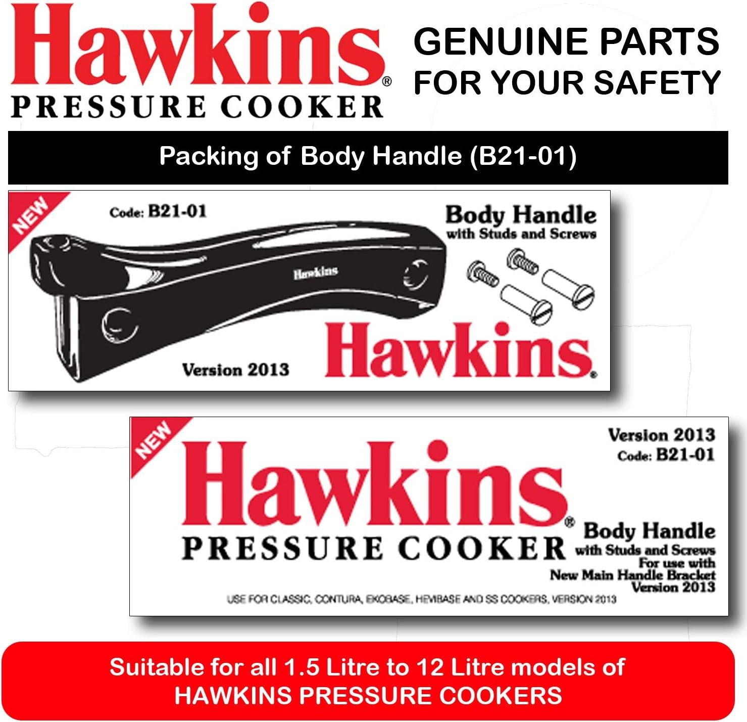 Hawkins B21-01 Plastic Pressure Cooker Body Handle, 1.5L to 12L, Black