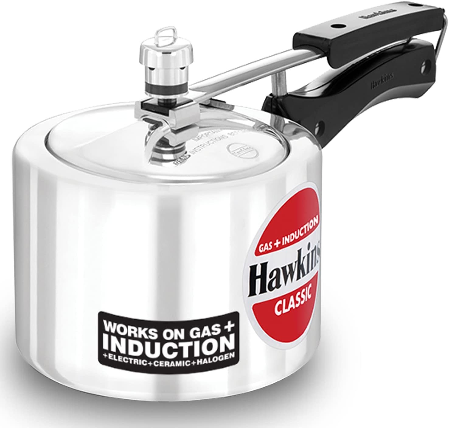 Hawkins Classic 2-Liter inner lid aluminum pressure cooker, induction cooker, wide design pan cooker, best cooker, silver (ICL2T)