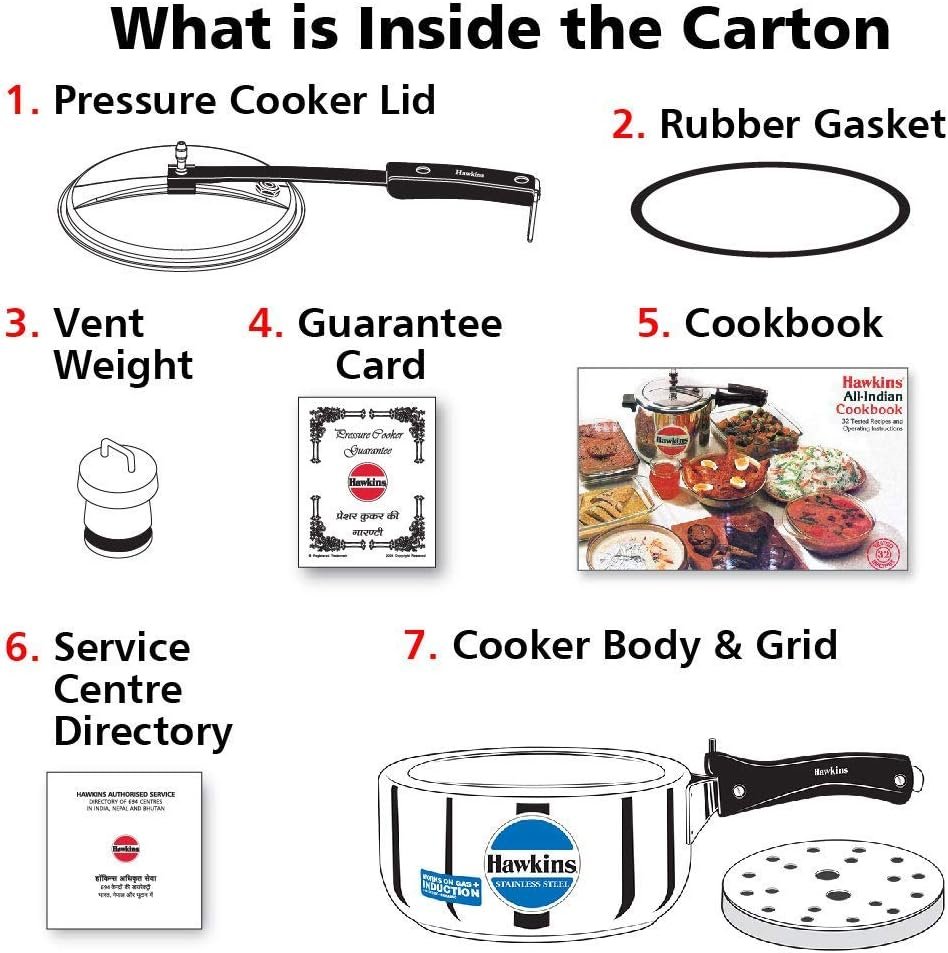 HAWKINS Hawkins Stainless Steel Induction Compatible Pressure Cooker,3 Litre,Silver (HSS3W) Wide,Medium
