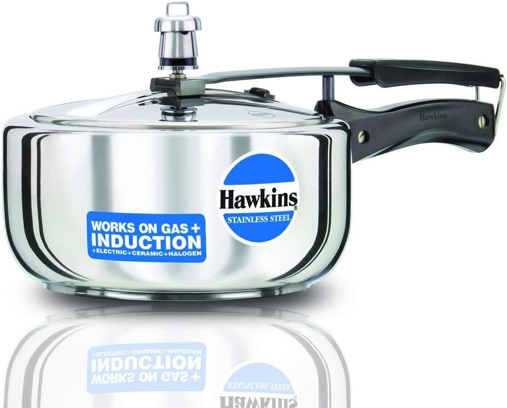 HAWKINS Hawkins Stainless Steel Induction Compatible Pressure Cooker,3 Litre,Silver (HSS3W) Wide,Medium