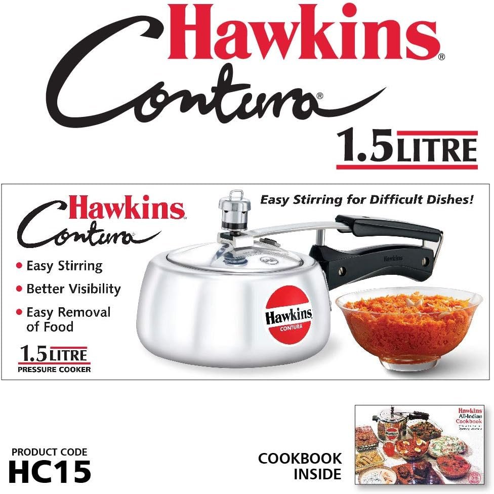 Hawkins HC20 Contura 2-Liter Pressure Cooker, Small, Aluminum