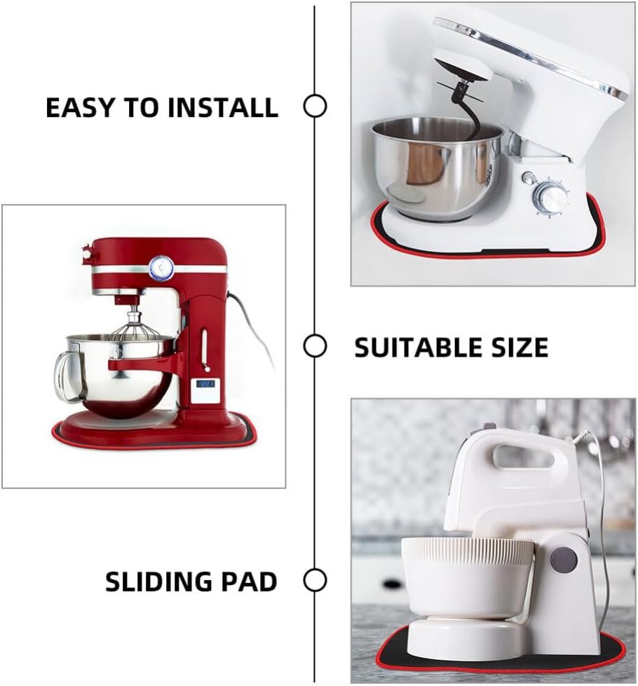 Healeved Mixer Mover Sliding Mats, 2pcs 4.5l-5l Rubber Mixer Slider Mats Kitchen Appliance Slide Mats Pads Stand Mixer Supplies Compatible with Stand Mixer Red