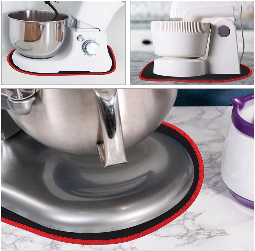 Healeved Mixer Mover Sliding Mats, 2pcs 4.5l-5l Rubber Mixer Slider Mats Kitchen Appliance Slide Mats Pads Stand Mixer Supplies Compatible with Stand Mixer Red