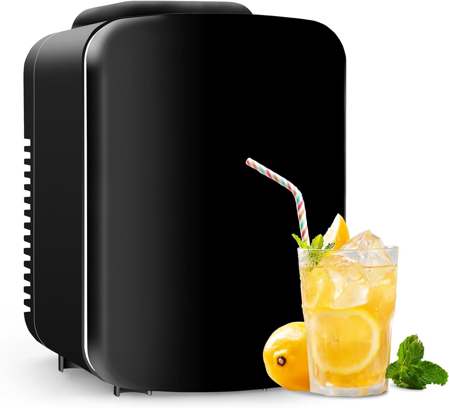 HealSmart Portable Mini Fridge, 4 Liter 6 Can Cooler and Warmer Compact Refrigerators 100% Freon-Free  Eco Friendly for Drinks, Food, Medications, Black