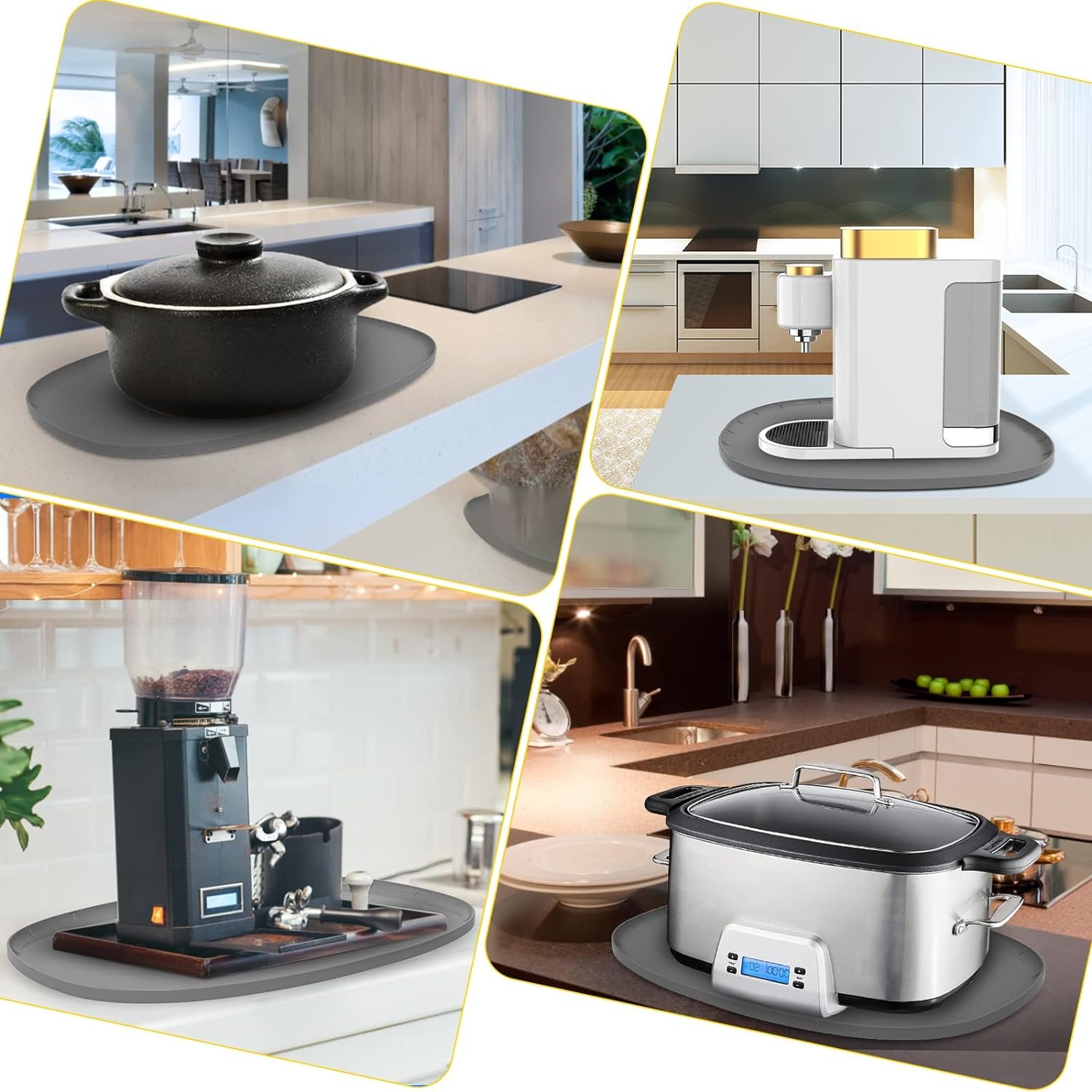 Heat Resistant Mat for 6-8 Quart Slow Cooker, Kitchen Heat Resistant Silicone Trivet，Oval Thickened Silicone Non Slip Heat Resistant Mat