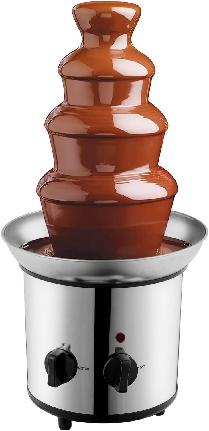 Hemoton Waterfall Machine Fondue Cheese Chocolate Fountain Machine Melting Chocolate Cheese Fondue Mini Chocolates Chocolate Fondue Fountain Maker Stainless Steel hot Pot Household
