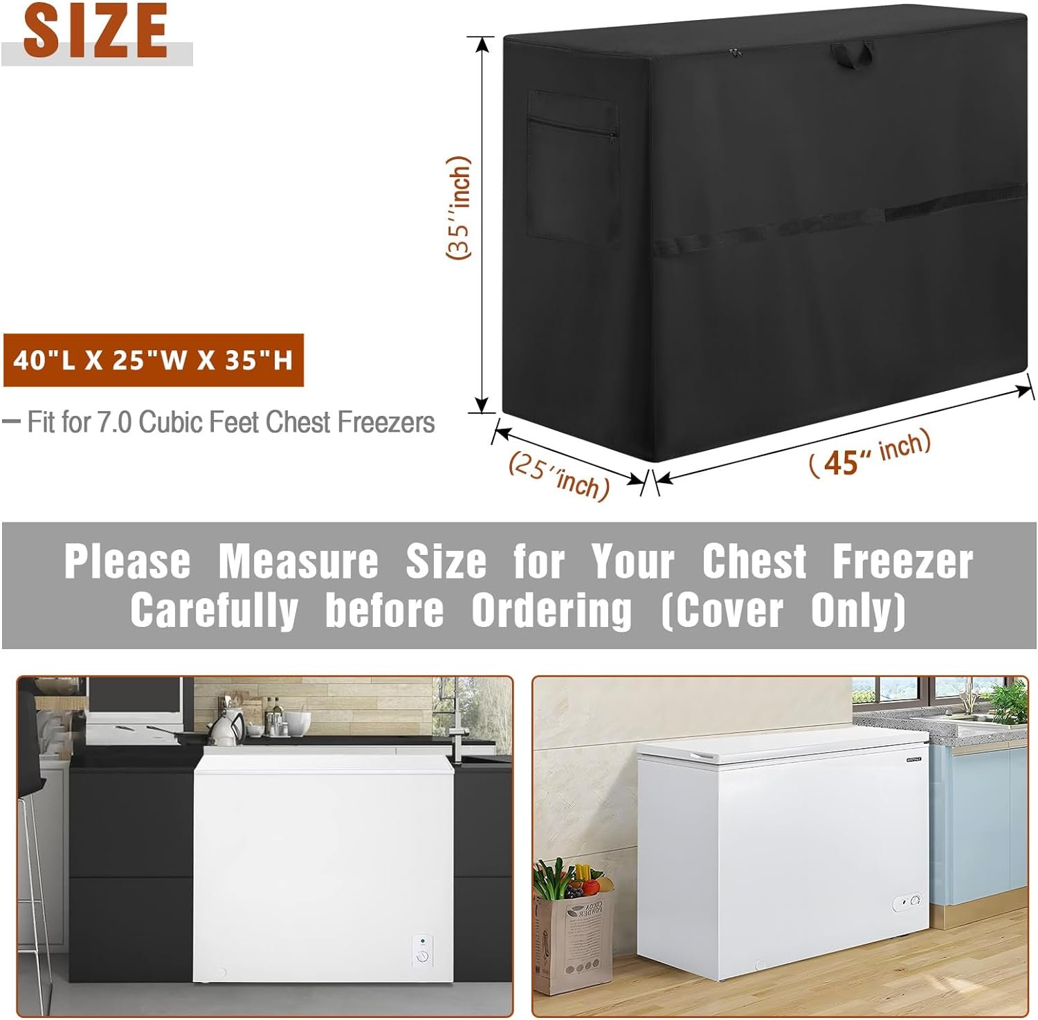 Hengme Chest Freezer Cover - Waterproof Dustproof Deep Freezer Covers,Fit for Midea Compact Chest Freezer 7.0 Cubic Feet Freezer Covers(33Lx22.5W x34H) Hengme Chest Freezer Cover - Waterproof Dustproof Deep Freezer Covers,Fit for Midea Compact Chest Freezer 7.0 Cubic Feet Freezer Covers(33Lx22.5W x34H)