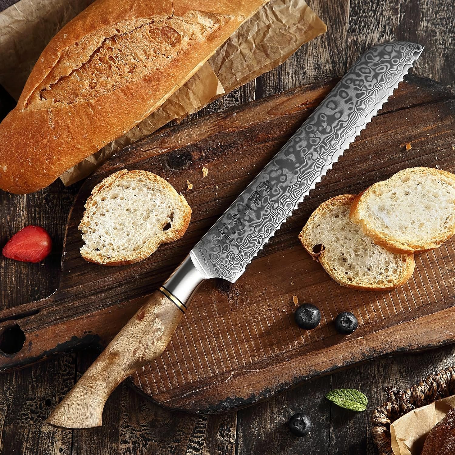 HEZHEN Chefs Knife-Professional-8.3 inch Damascus Steel, Kitchen Knife VG10 Gyuto Knife-Master Series Chef Cooking Tool at Home,Restaurant-Figured Sycamore Wood Handle