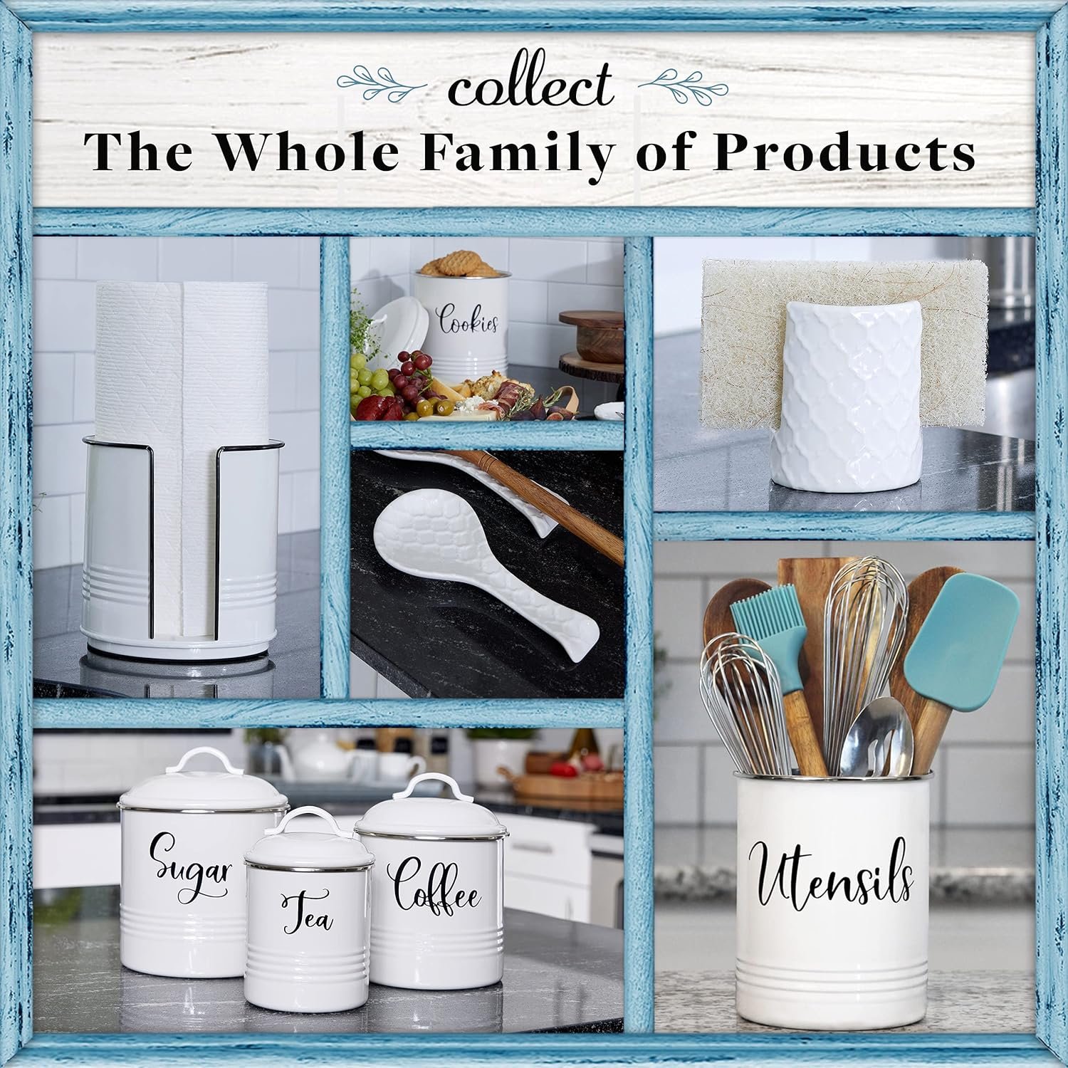 Home Acre Designs Farmhouse Food Jars Canisters Set Kitchen Storage Containers - Flour, Pasta, Rice