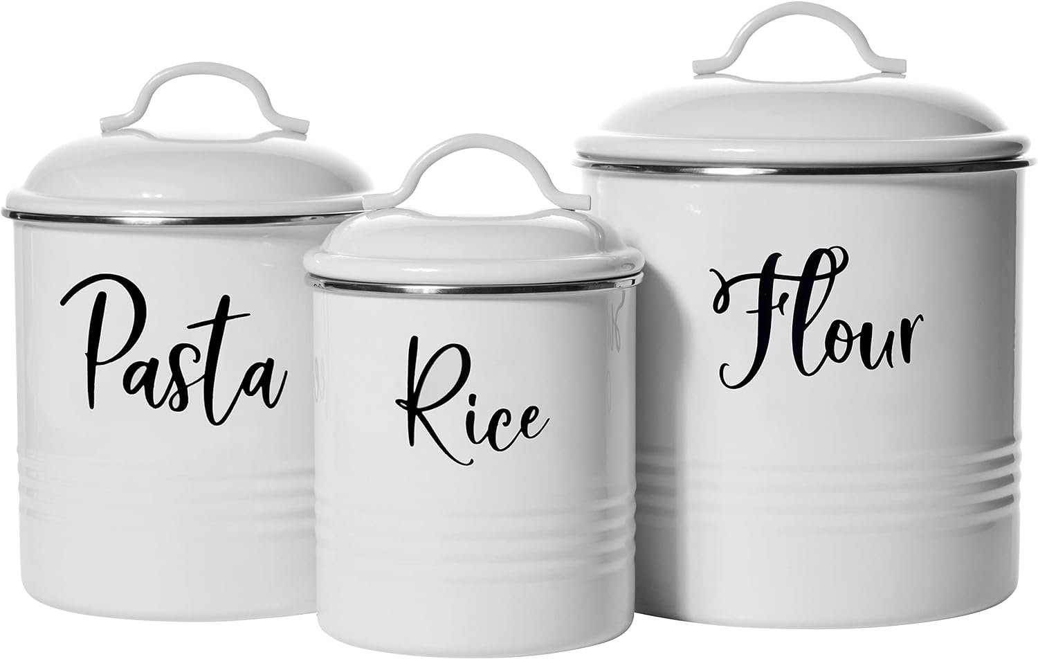 Home Acre Designs Farmhouse Food Jars Canisters Set Kitchen Storage Containers - Flour, Pasta, Rice