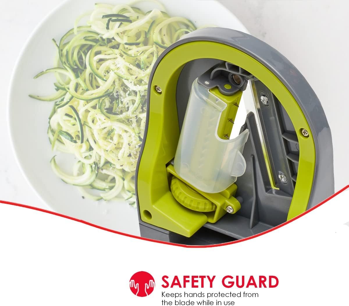 Home Basics 4 Function Tabletop Spiralizer, Green | 4 Razor Sharp Blades | Safety Guards Protect While Using | Durable | Easy to Clean | Great for Vegetables  Fruit | Healthy Way to Prepare Meals Home Basics 4 Function Tabletop Spiralizer, Green | 4 Razor Sharp Blades | Safety Guards Protect While Using | Durable | Easy to Clean | Great for Vegetables  Fruit | Healthy Way to Prepare Meals