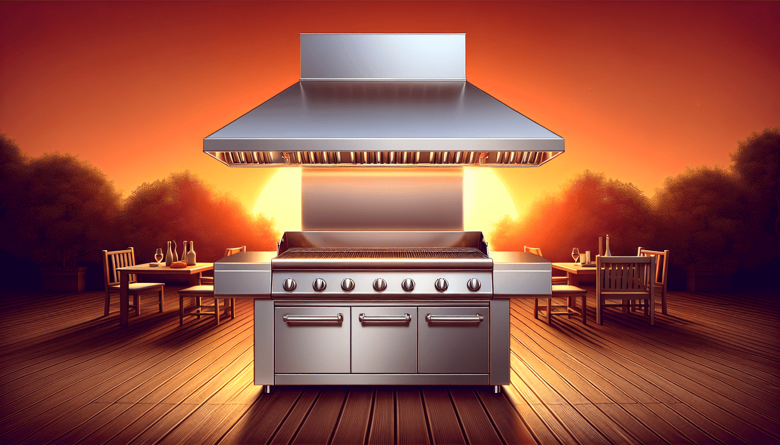 HOODMART 6’ Outdoor Hood Exhaust Only | Stainless Steel Tapered Vent Hood for Outdoor Kitchens and BBQ | Commercial Kitchen Equipment Made in USA