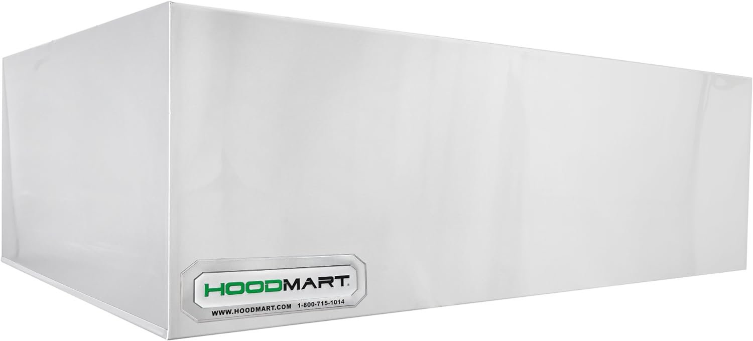 HOODMART 9 Heat and Fume Hood Type 2 | Exhaust Only Vent Hood for Restaurant with Wire Mesh Filter and Frame | Stainless Steel Commercial Kitchen Equipment Made in USA