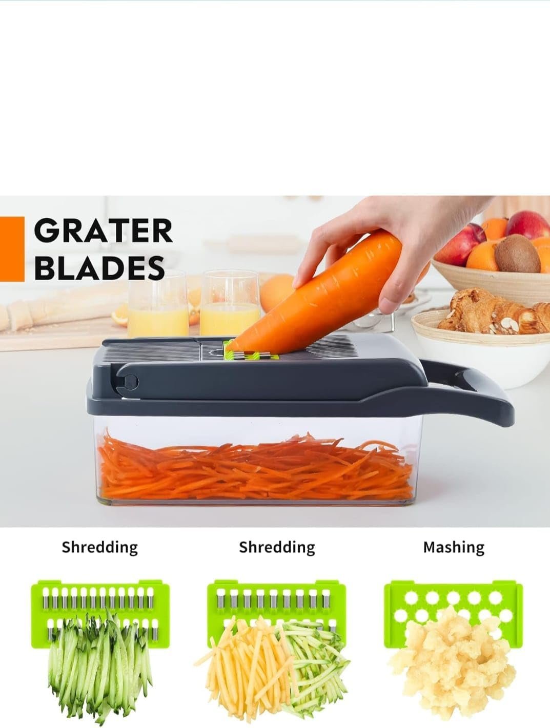HOONES Vegetable Chopper 15 in 1- Spiralizer Vegetable Slicer - Onion Chopper with Container - Pro Food Chopper - Slicer Dicer Cutter - (Black and Green) HOONES Vegetable Chopper 15 in 1- Spiralizer Vegetable Slicer - Onion Chopper with Container - Pro Food Chopper - Slicer Dicer Cutter - (Black and Green)